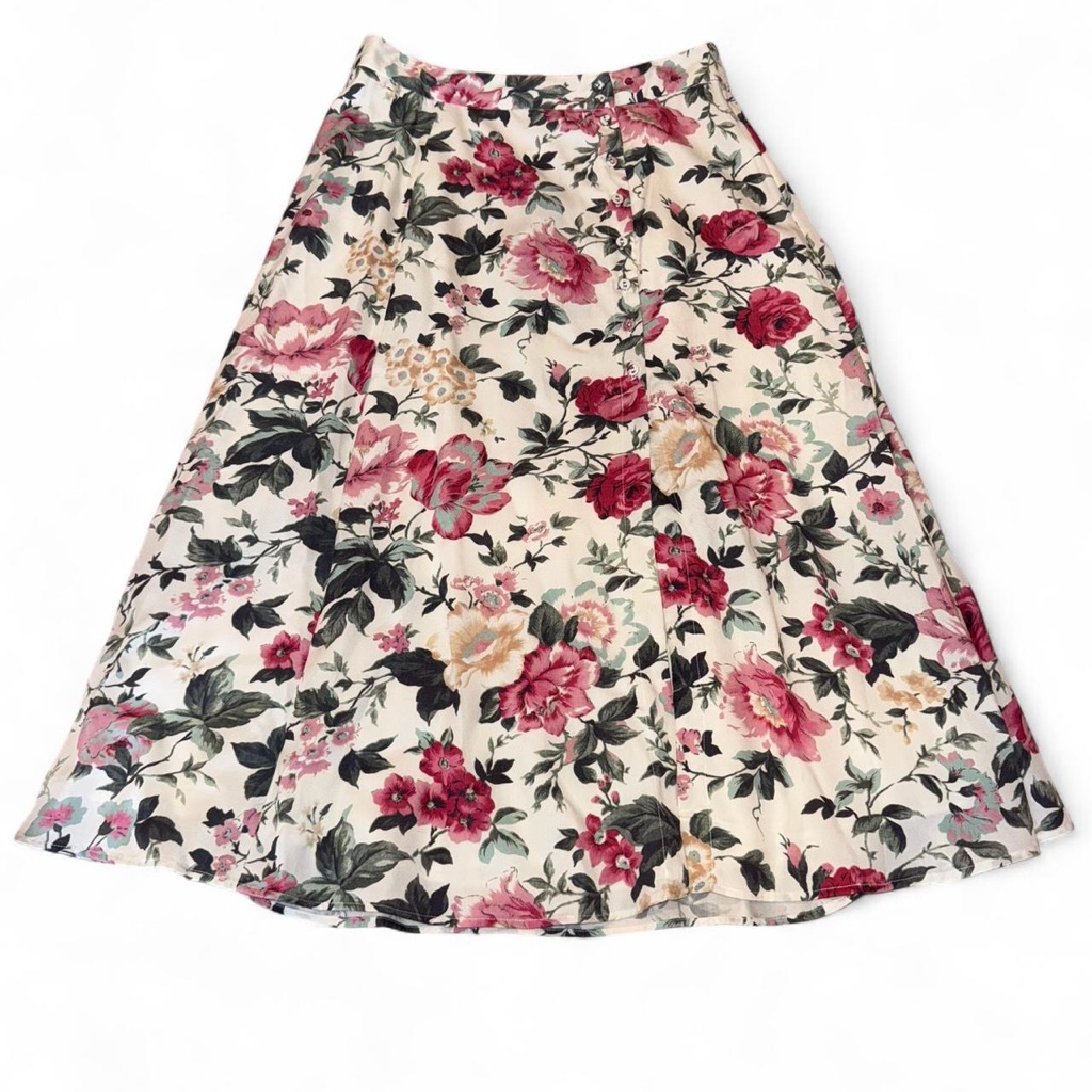 Floral Button Up Midi Skirt